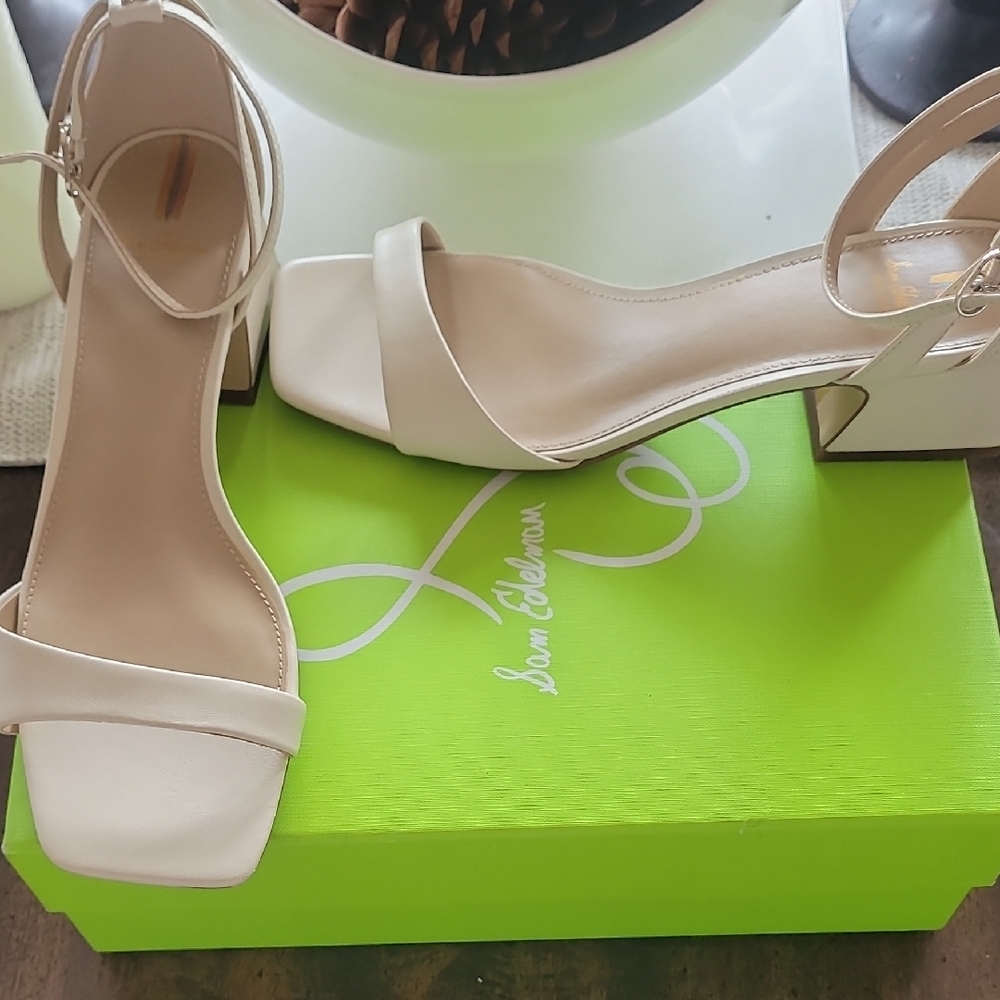 Sam Edelman Cream Stiletto Heels with Pointed Toe, Size 9